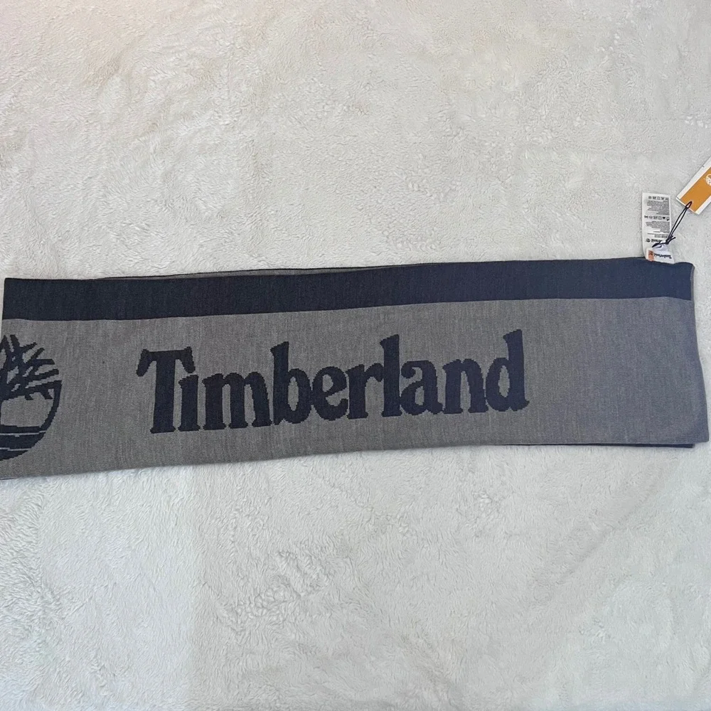 Timberland Grey‎ Charcoal Logo Knit Scarf T101114C Long Scarf New With Tags